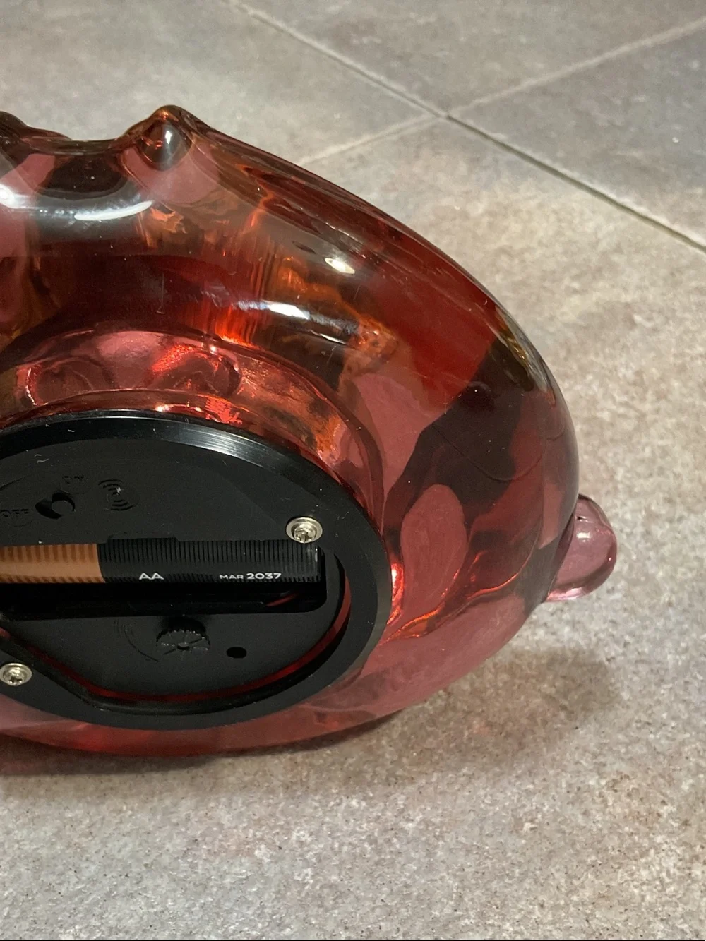 Fenton Glass Mantel Clock with Gold Bezel cranberry